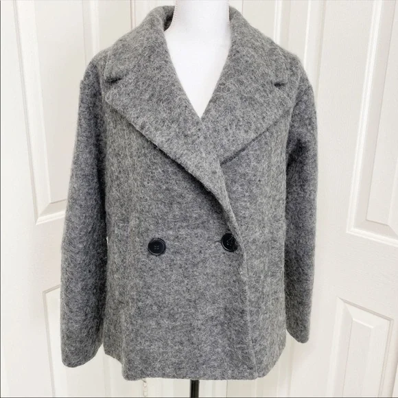 Pink Martini Gray Peacoat Wool Blend Jacket coat L - Picture 1 of 7